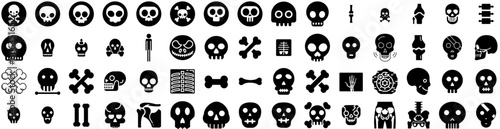 Set Of Skeleton Icons Isolated Silhouette Solid Icon With Skull, Illustration, Skeleton, Human, Vector, Death, Halloween Infographic Simple Vector Illustration Logo