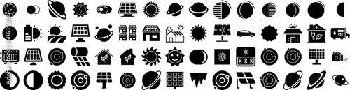 Set Of Solar Icons Isolated Silhouette Solid Icon With Alternative, Solar, Panel, Electricity, Power, Renewable, Technology Infographic Simple Vector Illustration Logo