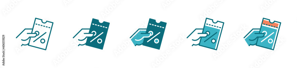 Hand holding a discount coupon icon sale tag promotion for shopping symbol illustration ticket voucher market vector design