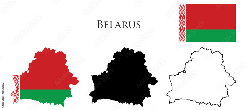 Obraz premium Belarus Flag and map illustration vector