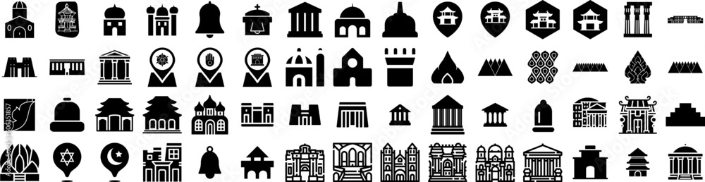 Set Of Temple Icons Isolated Silhouette Solid Icon With Monument, Temple, Architecture, Religion, Ancient, Culture, Stone Infographic Simple Vector Illustration Logo Set Of Temple Icons Isolated Silhouette Solid Icon With Monument, Temple, Architecture, Religion, Ancient, Culture, Stone Infographic Simple Vector Illustration Logo