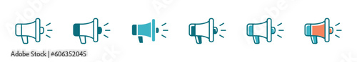 speaker electrical megaphone icon set. loudspeaker megaphone promotion offer symbol illustration vector for marketing and advertisement 