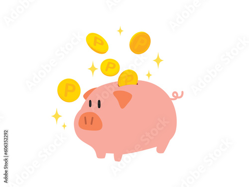 ポイントコインとブタの貯金箱