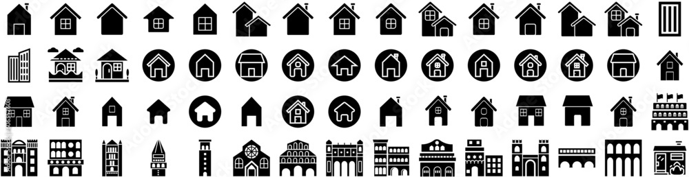 Set Of Architecture Icons Isolated Silhouette Solid Icon With Architecture, Construction, Design, Building, Structure, Modern, Background Infographic Simple Vector Illustration Logo