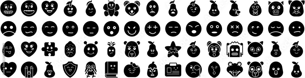 Set Of Emotion Icons Isolated Silhouette Solid Icon With Face, Sad, Happy, Expression, Emotion, Smile, Fun Infographic Simple Vector Illustration Logo Set Of Emotion Icons Isolated Silhouette Solid Icon With Face, Sad, Happy, Expression, Emotion, Smile, Fun Infographic Simple Vector Illustration Logo