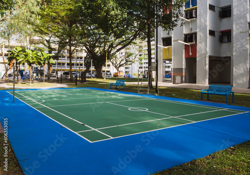 Recreational badminton court, multipurpose outdoor court in a residential neighbourhood in Singapore