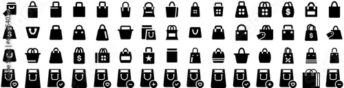 Set Of Shopping Icons Isolated Silhouette Solid Icon With Shop, Discount, Store, Sale, Buy, Banner, Business Infographic Simple Vector Illustration Logo photo
