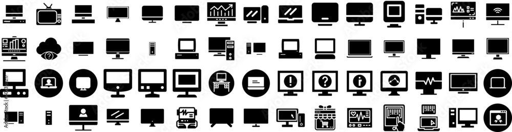 Set Of Monitor Icons Isolated Silhouette Solid Icon With Monitor, Display, Desktop, Business, Computer, Screen, Technology Infographic Simple Vector Illustration Logo Set Of Monitor Icons Isolated Silhouette Solid Icon With Monitor, Display, Desktop, Business, Computer, Screen, Technology Infographic Simple Vector Illustration Logo