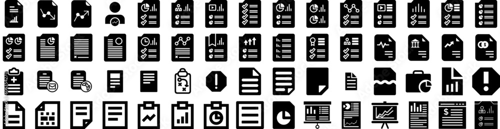 Set Of Report Icons Isolated Silhouette Solid Icon With Data, Report, Finance, Financial, Chart, Business, Analysis Infographic Simple Vector Illustration Logo Set Of Report Icons Isolated Silhouette Solid Icon With Data, Report, Finance, Financial, Chart, Business, Analysis Infographic Simple Vector Illustration Logo