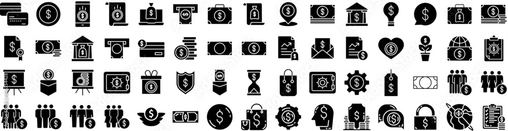 Set Of Dollar Icons Isolated Silhouette Solid Icon With Finance, Business, Bank, Money, Currency, Dollar, Banking Infographic Simple Vector Illustration Logo Set Of Dollar Icons Isolated Silhouette Solid Icon With Finance, Business, Bank, Money, Currency, Dollar, Banking Infographic Simple Vector Illustration Logo