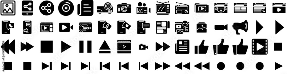 Set Of Media Icons Isolated Silhouette Solid Icon With Media, Social, Internet, Network, Web, Marketing, Business Infographic Simple Vector Illustration Logo Set Of Media Icons Isolated Silhouette Solid Icon With Media, Social, Internet, Network, Web, Marketing, Business Infographic Simple Vector Illustration Logo