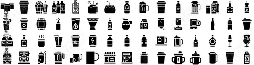 Set Of Drink Icons Isolated Silhouette Solid Icon With Glass, Woman, Girl, Beverage, Drink, Lifestyle, Young Infographic Simple Vector Illustration Logo