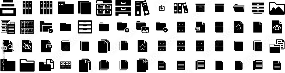 Set Of Archive Icons Isolated Silhouette Solid Icon With Data, Business, File, Archive, Storage, Office, Document Infographic Simple Vector Illustration Logo Set Of Archive Icons Isolated Silhouette Solid Icon With Data, Business, File, Archive, Storage, Office, Document Infographic Simple Vector Illustration Logo