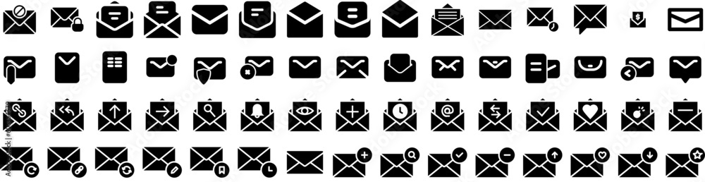Set Of Email Icons Isolated Silhouette Solid Icon With Message, Business, Internet, Mail, Web, Vector, Email Infographic Simple Vector Illustration Logo Set Of Email Icons Isolated Silhouette Solid Icon With Message, Business, Internet, Mail, Web, Vector, Email Infographic Simple Vector Illustration Logo