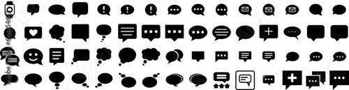Set Of Bubble Icons Isolated Silhouette Solid Icon With Communication, Set, Illustration, Bubble, Message, Speech, White Infographic Simple Vector Illustration Logo