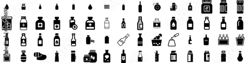 Set Of Bottle Icons Isolated Silhouette Solid Icon With White  Drink  Container  Isolated  Bottle  Vector  Design Infographic Simple Vector Illustration Logo