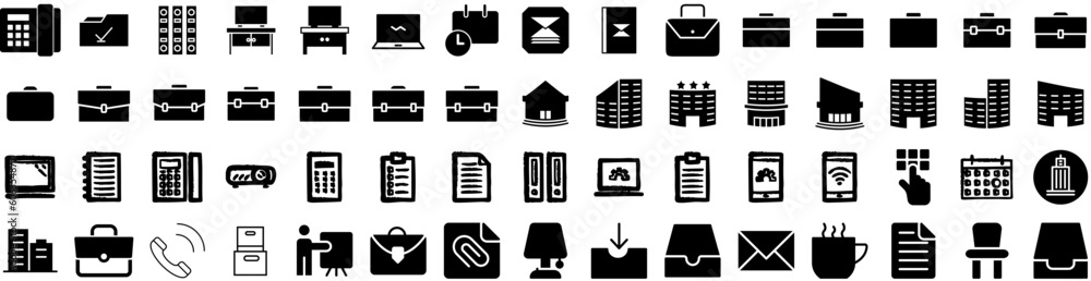 Set Of Office Icons Isolated Silhouette Solid Icon With Business, Table, Modern, Computer, Desk, Work, Office Infographic Simple Vector Illustration Logo Set Of Office Icons Isolated Silhouette Solid Icon With Business, Table, Modern, Computer, Desk, Work, Office Infographic Simple Vector Illustration Logo