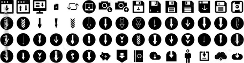 Set Of Download Icons Isolated Silhouette Solid Icon With File, Web, Icon, Button, Vector, App, Download Infographic Simple Vector Illustration Logo