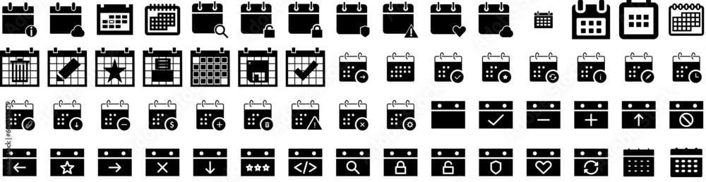 Set Of Calendar Icons Isolated Silhouette Solid Icon With Business, Event, Calendar, Date, Vector, Month, Year Infographic Simple Vector Illustration Logo Set Of Calendar Icons Isolated Silhouette Solid Icon With Business, Event, Calendar, Date, Vector, Month, Year Infographic Simple Vector Illustration Logo