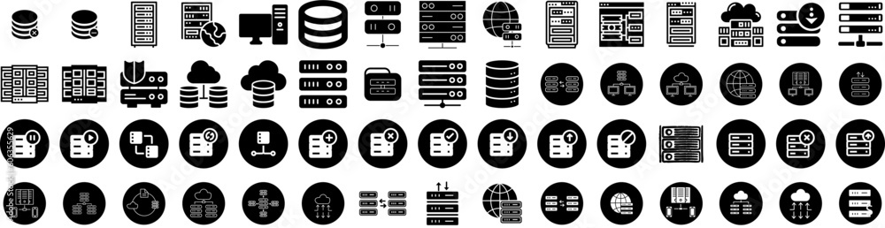 Set Of Server Icons Isolated Silhouette Solid Icon With Server, Network, Computer, Technology, Internet, Information, Data Infographic Simple Vector Illustration Logo Set Of Server Icons Isolated Silhouette Solid Icon With Server, Network, Computer, Technology, Internet, Information, Data Infographic Simple Vector Illustration Logo