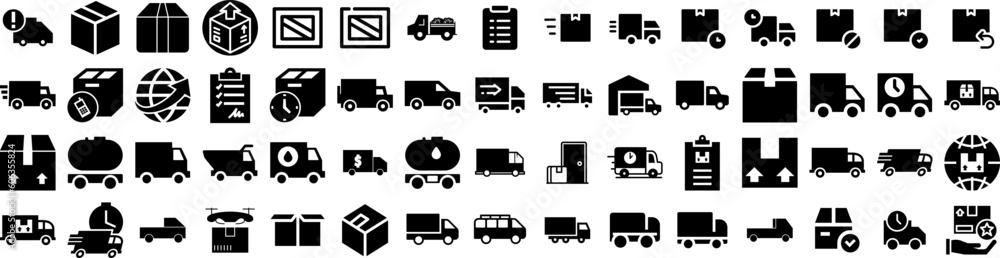 Set Of Delivery Icons Isolated Silhouette Solid Icon With Courier, Shipping, Fast, Delivery, Service, Order, Transport Infographic Simple Vector Illustration Logo Set Of Delivery Icons Isolated Silhouette Solid Icon With Courier, Shipping, Fast, Delivery, Service, Order, Transport Infographic Simple Vector Illustration Logo