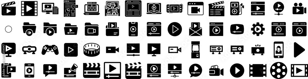 Set Of Video Icons Isolated Silhouette Solid Icon With Vector, Digital, Web, Video, Online, Media, Internet Infographic Simple Vector Illustration Logo Set Of Video Icons Isolated Silhouette Solid Icon With Vector, Digital, Web, Video, Online, Media, Internet Infographic Simple Vector Illustration Logo