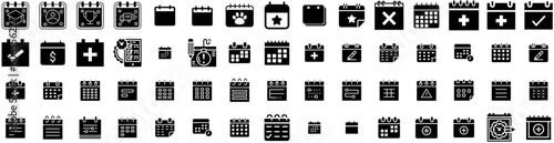 Set Of Appointment Icons Isolated Silhouette Solid Icon With Event, Calendar, Schedule, Date, Reminder, Meeting, Appointment Infographic Simple Vector Illustration Logo
