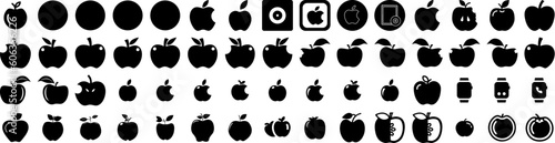 Set Of Apple Icons Isolated Silhouette Solid Icon With Organic  Ripe  Fruit  Food  Isolated  Apple  Fresh Infographic Simple Vector Illustration Logo
