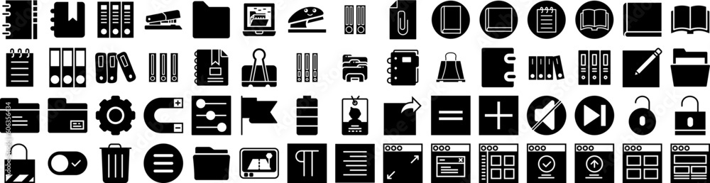 Set Of Binder Icons Isolated Silhouette Solid Icon With Blank, Binder, File, Isolated, Document, Office, Paper Infographic Simple Vector Illustration Logo Set Of Binder Icons Isolated Silhouette Solid Icon With Blank, Binder, File, Isolated, Document, Office, Paper Infographic Simple Vector Illustration Logo