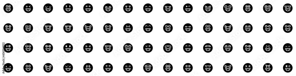 Set Of Cheeky Icons Isolated Silhouette Solid Icon With Expression, Background, Young, Cheeky, Cute, Cheerful, Female Infographic Simple Vector Illustration Logo