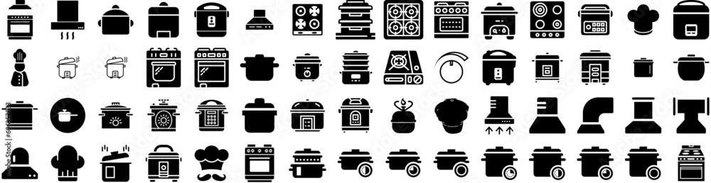 Set Of Cooker Icons Isolated Silhouette Solid Icon With Electric, Food, Cooking, Home, Kitchen, Modern, Cooker Infographic Simple Vector Illustration Logo Set Of Cooker Icons Isolated Silhouette Solid Icon With Electric, Food, Cooking, Home, Kitchen, Modern, Cooker Infographic Simple Vector Illustration Logo