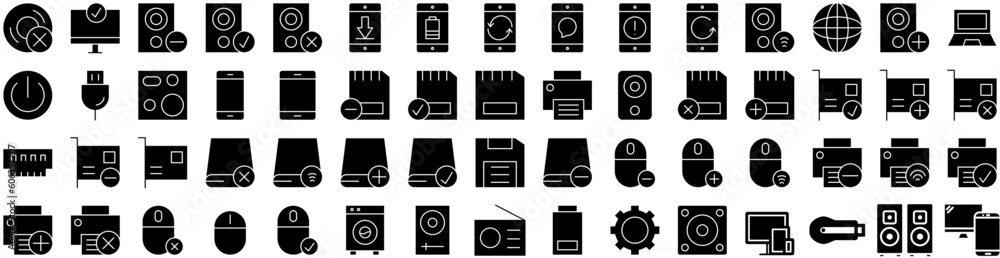 Set Of Devices Icons Isolated Silhouette Solid Icon With Technology, Mobile, Computer, Tablet, Phone, Screen, Digital Infographic Simple Vector Illustration Logo Set Of Devices Icons Isolated Silhouette Solid Icon With Technology, Mobile, Computer, Tablet, Phone, Screen, Digital Infographic Simple Vector Illustration Logo