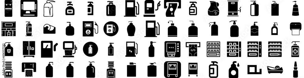 Set Of Dispenser Icons Isolated Silhouette Solid Icon With Dispenser, White, Wall, Clean, Liquid, Equipment, Hygiene Infographic Simple Vector Illustration Logo Set Of Dispenser Icons Isolated Silhouette Solid Icon With Dispenser, White, Wall, Clean, Liquid, Equipment, Hygiene Infographic Simple Vector Illustration Logo