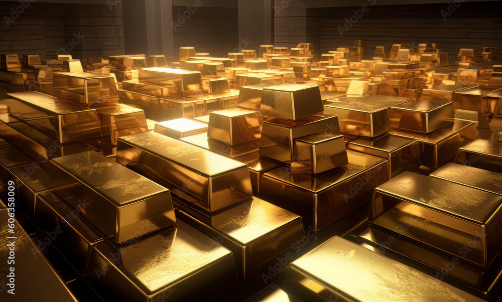 gold bars with a stock chart background, in the style of still life realism, poster, dark and moody still lifes gold bars with a stock chart background, in the style of still life realism, poster, dark and moody still lifes