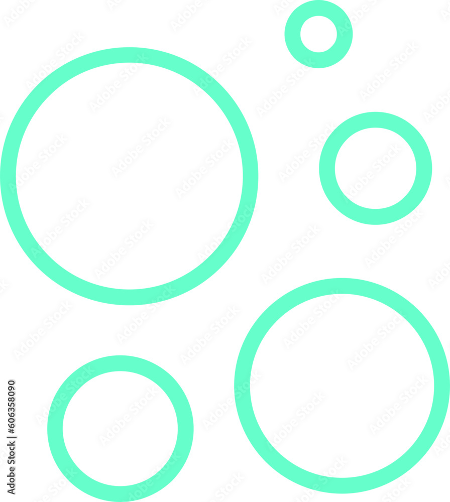 set of stickers with circles blue light bubbles transparent 