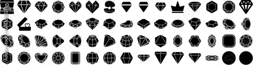Fotografija Set Of Jewel Icons Isolated Silhouette Solid Icon With Diamond, Background, Jewe