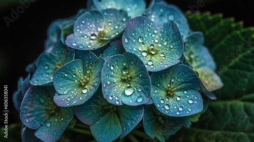 雨の日のアジサイ、Hydrangea on a rainy day(generative ai)