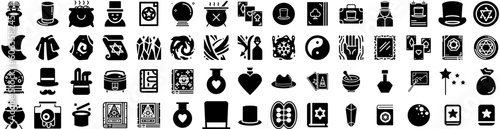 Set Of Magic Icons Isolated Silhouette Solid Icon With Light, Vector, Sparkle, Glitter, Background, Magic, Abstract Infographic Simple Vector Illustration Logo