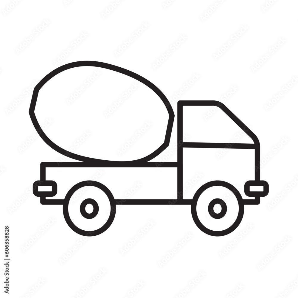 CEMENT MIXER CAR design vector icon design vector line icon svg