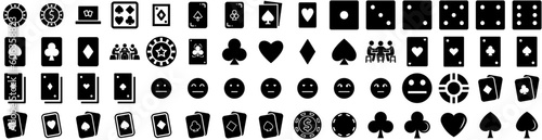 Set Of Poker Icons Isolated Silhouette Solid Icon With Gambling, Game, Play, Chance, Casino, Risk, Poker Infographic Simple Vector Illustration Logo