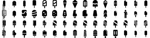 Set Of Popsicle Icons Isolated Silhouette Solid Icon With Background, Food, Ice, Popsicle, Cold, Summer, Dessert Infographic Simple Vector Illustration Logo