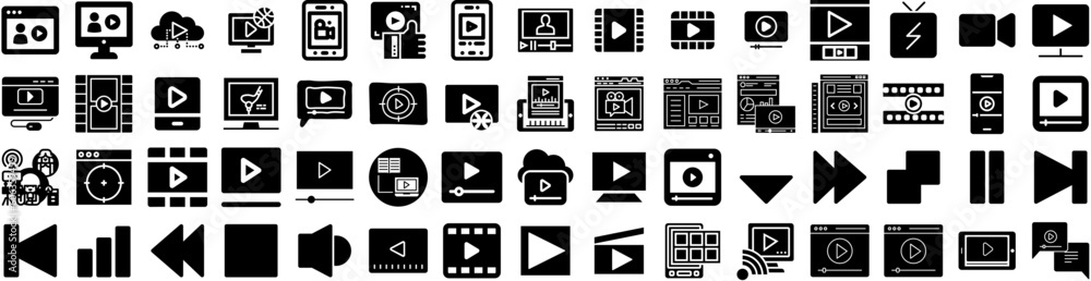 Set Of Streaming Icons Isolated Silhouette Solid Icon With Movie, Live, Media, Television, Streaming, Video, Online Infographic Simple Vector Illustration Logo Set Of Streaming Icons Isolated Silhouette Solid Icon With Movie, Live, Media, Television, Streaming, Video, Online Infographic Simple Vector Illustration Logo