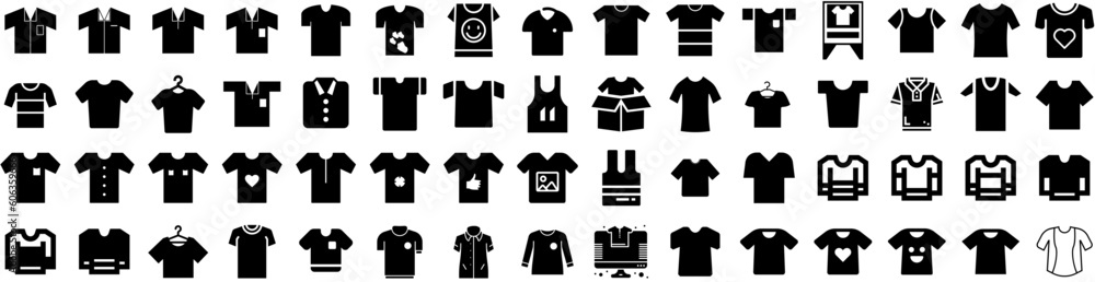 Set Of Tshirt Icons Isolated Silhouette Solid Icon With Shirt, Design, White, Casual, Tshirt, Front, Template Infographic Simple Vector Illustration Logo Set Of Tshirt Icons Isolated Silhouette Solid Icon With Shirt, Design, White, Casual, Tshirt, Front, Template Infographic Simple Vector Illustration Logo