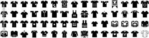 Set Of Tshirt Icons Isolated Silhouette Solid Icon With Shirt  Design  White  Casual  Tshirt  Front  Template Infographic Simple Vector Illustration Logo