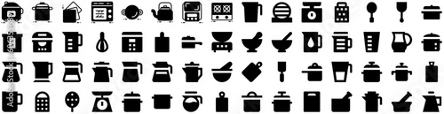 Set Of Utensil Icons Isolated Silhouette Solid Icon With Set, Kitchen, Vector, Spoon, Utensil, Food, Cooking Infographic Simple Vector Illustration Logo © Anthony