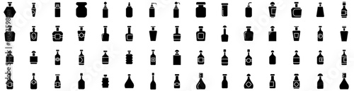 Set Of Bottle Icons Isolated Silhouette Solid Icon With Isolated, Container, Design, Bottle, White, Drink, Vector Infographic Simple Vector Illustration Logo