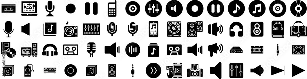 Set Of Audio Icons Isolated Silhouette Solid Icon With Wave, Audio, Voice, Vector, Illustration, Music, Sound Infographic Simple Vector Illustration Logo Set Of Audio Icons Isolated Silhouette Solid Icon With Wave, Audio, Voice, Vector, Illustration, Music, Sound Infographic Simple Vector Illustration Logo