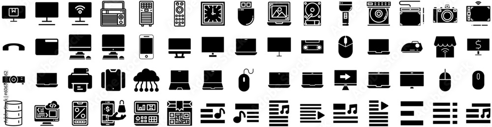 Set Of Technology Icons Isolated Silhouette Solid Icon With Abstract, Digital, Data, Future, Network, Technology, Concept Infographic Simple Vector Illustration Logo Set Of Technology Icons Isolated Silhouette Solid Icon With Abstract, Digital, Data, Future, Network, Technology, Concept Infographic Simple Vector Illustration Logo