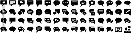 Set Of Speech Icons Isolated Silhouette Solid Icon With Speech, Set, Bubble, Communication, Message, Discussion, Vector Infographic Simple Vector Illustration Logo