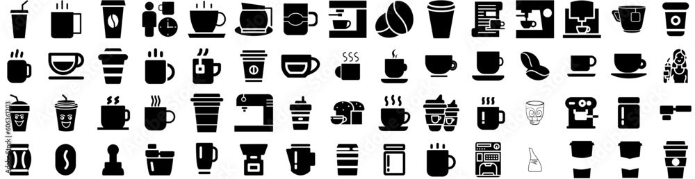 Set Of Coffee Icons Isolated Silhouette Solid Icon With Black, Background, Coffee, Drink, Cafe, Espresso, Beverage Infographic Simple Vector Illustration Logo Set Of Coffee Icons Isolated Silhouette Solid Icon With Black, Background, Coffee, Drink, Cafe, Espresso, Beverage Infographic Simple Vector Illustration Logo